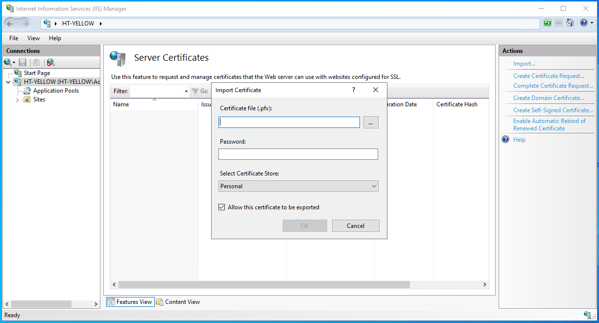 Certificate Import