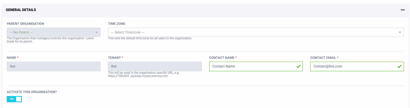 Organisation Information