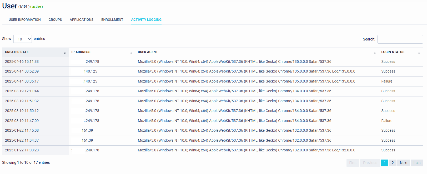 User - Activity Logging