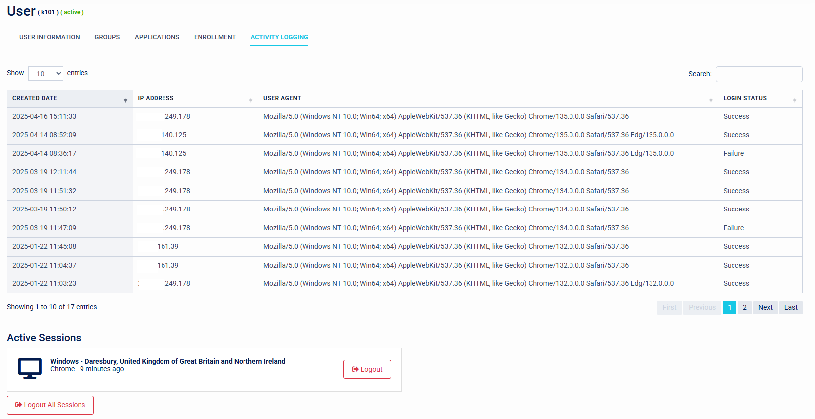 User - Activity Logging